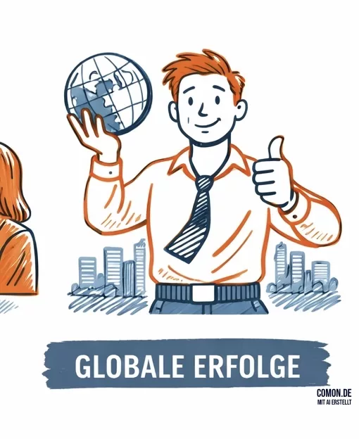 Projektleiter hält einen Globus und zeigt Daumen hoch – globale Projekterfolge durch klare Steuerung.